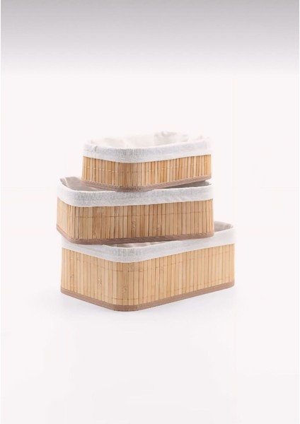 Bambu Naturel 3'lü Düzenleyici Organizer Sepet Seti / Banyo,makyaj Düzenleyici indirimleri