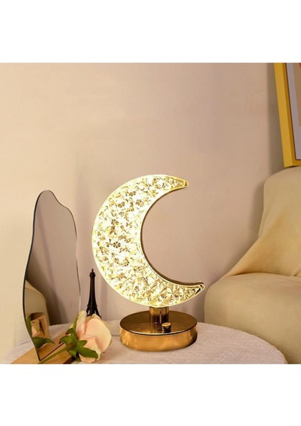 Şık Tasarım Kristal Ay Lamba USB Şarjlı Abajur LED Gece Lambası Akrilik Kristal Dekoratif fiyatları