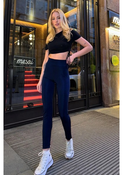 Kadın Sıkılaştırıcı Parlak Disko Model Yüksek Bel Tayt