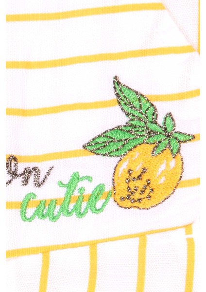Kız Çocuk Lemon Yazı Desenli Cepli Yanı Fermuarlı Sarı Renk Kapri Tulum fiyatları
