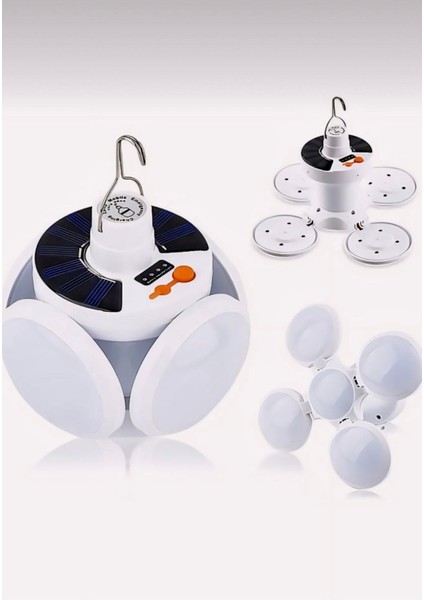 Yuvarlak Solar LED Kamp Lambası Işıldak Usb’den Gün Işığında Şarj 5 Kanatlı 90° fiyatları