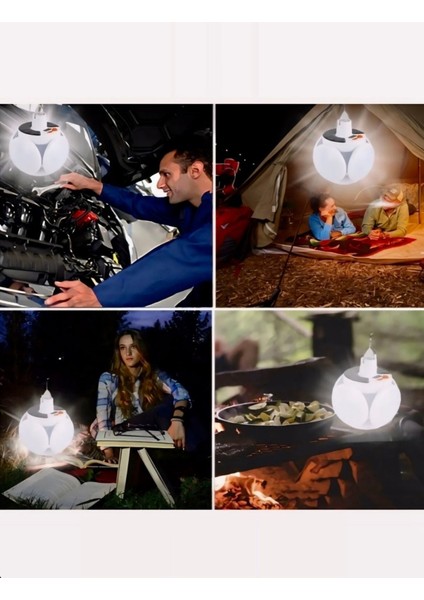 Yuvarlak Solar LED Kamp Lambası Işıldak Usb’den Gün Işığında Şarj 5 Kanatlı 90° modelleri