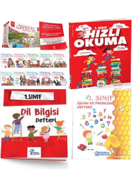 1.Sınıf Anadolu Masalları Hikaye Serisi +Hızlı Okuma Ve Işlem Problem + Dil Bilgisi Defteri