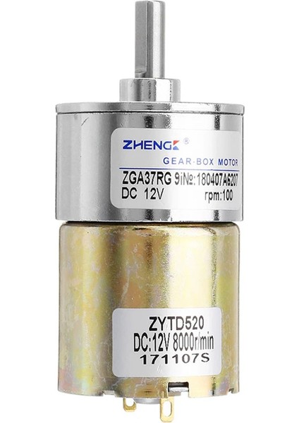 ZGA37RG 12V 37MM 100RPM Redüktörlü Dc Motor Metal Dişli Yüksek Tork Kuvvet Robot Oyuncak Rc Araba
