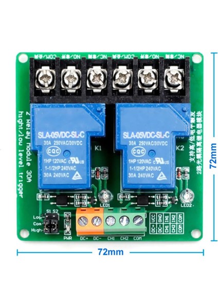 5V 2 Kanal 220V 30A Röle Modül Yüksek Akım Güç Kontrol Anahtarı Opto Izolasyon Düşük/yüksek Tetik