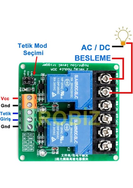 5V 2 Kanal 220V 30A Röle Modül Yüksek Akım Güç Kontrol Anahtarı Opto Izolasyon Düşük/yüksek Tetik