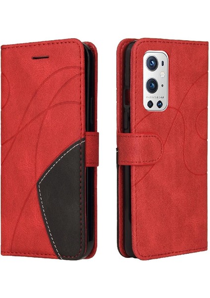 Kart Yuvası Standı Iki Renkli Dikiş Kickstand ile Oneplus 9 Pro Için Kılıf (Yurt Dışından)