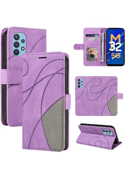 Kart Yuvası Standı ile Samsung Galaxy A32 5g Için Kılıf Pu Deri Flip Folio (Yurt Dışından)