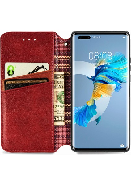 Huawei Mate 40 Pro Için Kılıf Moda Tasarım Cüzdan Fonksiyonu Kapak Çevirin (Yurt Dışından)