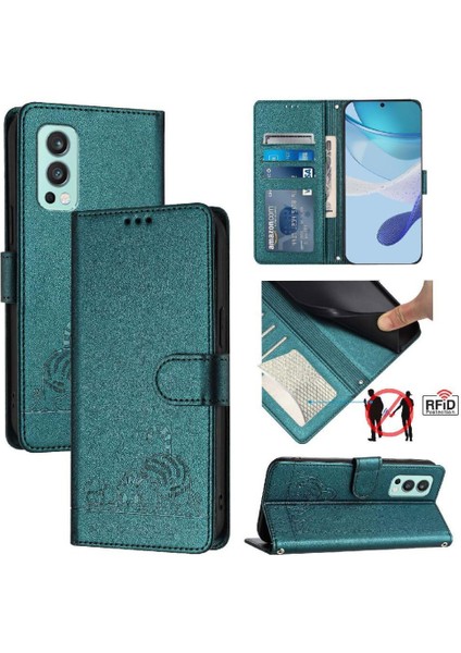 Oneplus Nord 2 Için Kılıf Cüzdan Kapak Çevirin Kart Yuvası Tutucu Kickstand Kedi (Yurt Dışından)