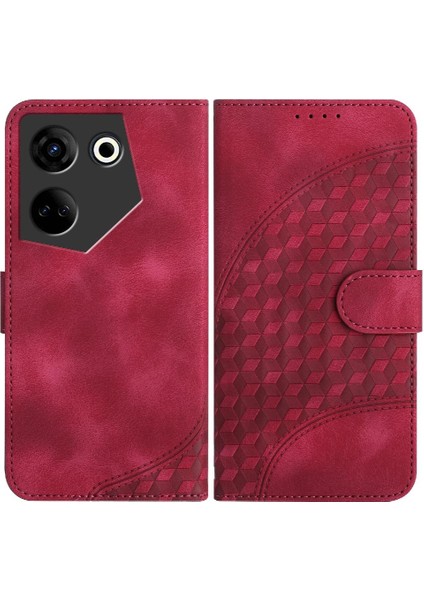Tecno Camon 20 Darbeye Deri Kılıf Için Kılıf Geometrik Desen Flip Pu (Yurt Dışından)