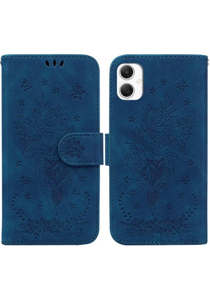 Samsung Galaxy A06 Kabartma Gül Çiçekler Için Kılıf Kickstand Cüzdan Kılıf Kartı (Yurt Dışından)