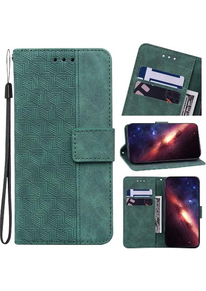 Onur X6B Flip Folio Premium Pu Deri Için Flip Case Geometrik Kabartmalı (Yurt Dışından)