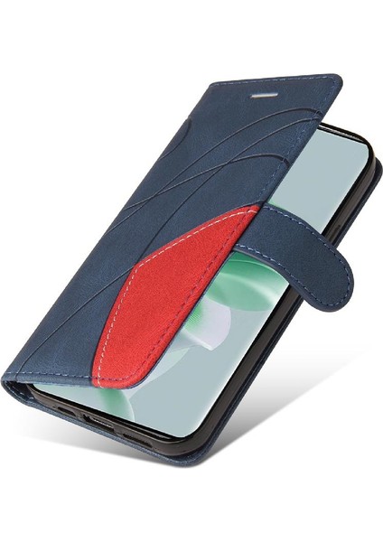 Kart Yuvası Standı Iki Renkli Dikiş Pu ile Oppo Reon 11 Pro 5g Için Kılıf (Yurt Dışından)