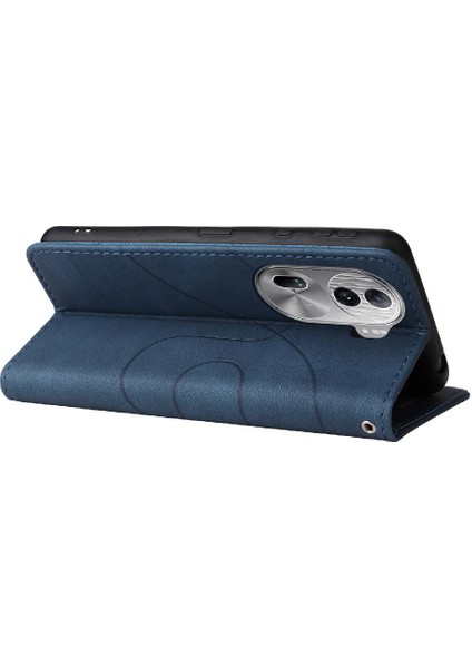 Kart Yuvası Standı Iki Renkli Dikiş Pu ile Oppo Reon 11 Pro 5g Için Kılıf (Yurt Dışından)