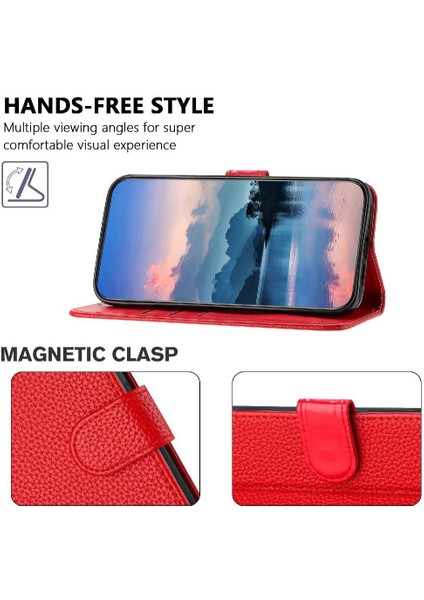 GX Boutique Onur 200 Lite Için Telefon Kılıfı Cüzdan Pu Deri Flip Folio Litchi Desen (Yurt Dışından)