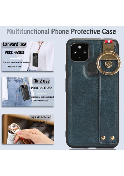 Google Pixel 5 Bilek Kayışı Uyumluluk Rahatlığı Premium Pu Için Kılıf (Yurt Dışından)