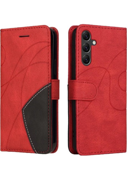 Samsung Galaxy A05S Iki Renkli Dikiş Pu Deri Flip Folio Için Kılıf (Yurt Dışından)