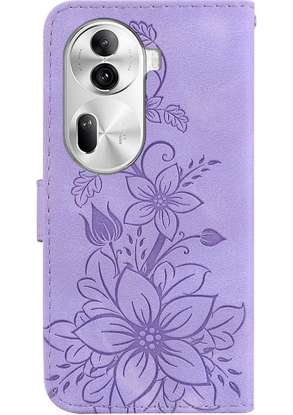 Oppo Oppo 11 Pro 5g Için Kılıf Kart Tutucu Kabartmalı Zambak Kickstand Cüzdan (Yurt Dışından)