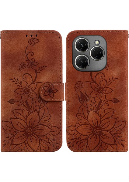 Tecno Spark 20 Pro 4g Cüzdan Kickstand Manyetik Kabartmalı Zambak Için Kılıf (Yurt Dışından)