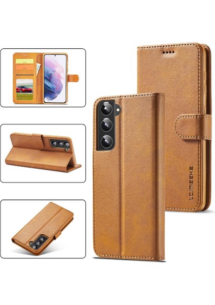 Tutucu Kart Yuvaları ile Samsung Galaxy S22 Için Kılıf Cüzdan Buzağı Doku (Yurt Dışından)