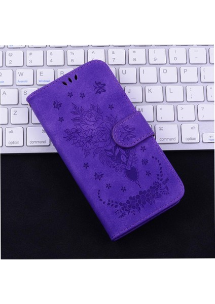 Samsung Galaxy A06 Kabartma Gül Çiçekler Için Kılıf Kickstand Cüzdan Kılıf Kartı (Yurt Dışından) indirimleri
