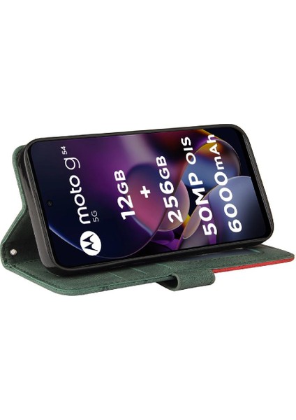 Motorola G54 5g Için Kart Yuvası Standı Iki Renkli Dikiş Pu Flip (Yurt Dışından) fırsatları