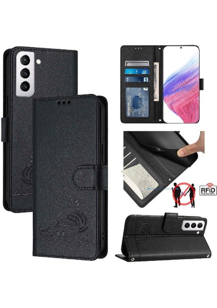 Samsung Galaxy S21 Fe Kart Yuvası Tutucu Için Kickstand Kedi Rfıd Cüzdan (Yurt Dışından)