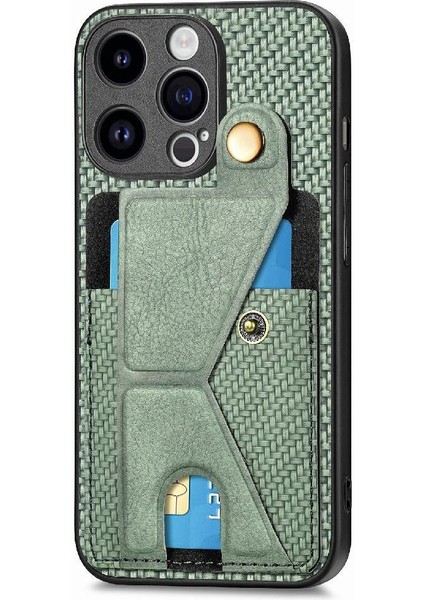 IPhone 15 Için Kılıf Pro Standı Fonksiyonu Kart Sahibi Manyetik Tasarım Braketi (Yurt Dışından)