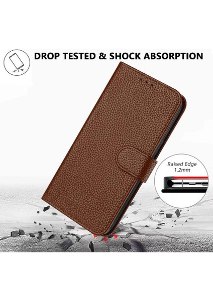 Telefon Kılıfı Için Xiaomi Poco M6 4g Litchi Desen Flip Folio Kart Yuvaları Pu (Yurt Dışından)