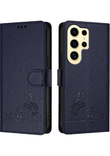 Samsung Galaxy S24 Ultra Cüzdan Kapak Çevirin Kart Yuvası Tutucu Kedi (Yurt Dışından)
