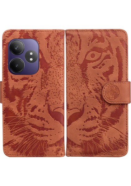 Realme Gt 6 Kabartmalı Sevimli Kaplan Deri Cüzdan Kickstand Için Flip Case (Yurt Dışından)