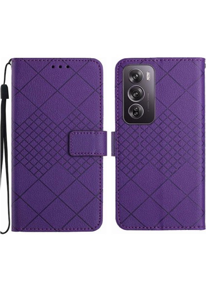 Oppo RENO12 Için Flip Case El Kayışı Manyetik Pu ile 5g Kart Yuvası Standı (Yurt Dışından)