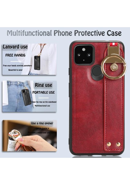 Google Pixel 5 Bilek Kayışı Uyumluluk Rahatlığı Premium Pu Için Kılıf (Yurt Dışından)