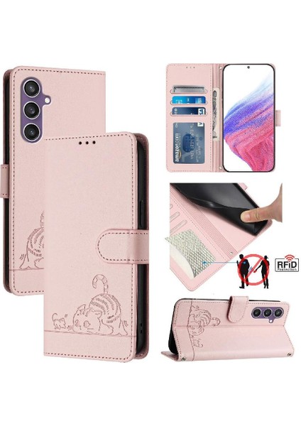 Samsung Galaxy S24 Kart Yuvası Tutucu Için Kickstand Kedi Rfıd Cüzdan (Yurt Dışından)