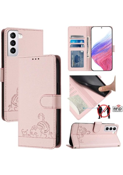 Samsung Galaxy S21 Kart Yuvası Tutucu Için Kickstand Kedi Rfıd Cüzdan (Yurt Dışından)
