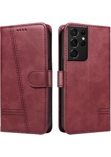 Kredi Kartı Yuvası Cüzdan Telefon ile Samsung Galaxy S21 Ultra Için Filp Durumda (Yurt Dışından)