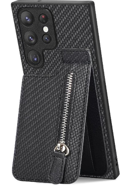 Samsung Galaxy S23 Ultra Fermuar Cüzdan Standı Manyetik Araç Montaj (Yurt Dışından)