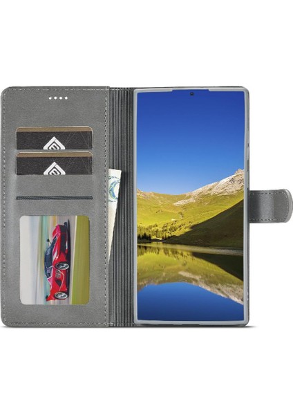 GX Boutique Samsung Galaxy S22 Ultra Buzağı Doku Yatay Çevir Deri (Yurt Dışından)