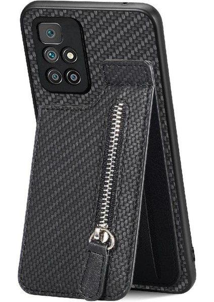 Xiaomi Redmi Için Kılıf 10 Manyetik Araç Montaj Fermuar Cüzdan Standı Crad Yuvası (Yurt Dışından)