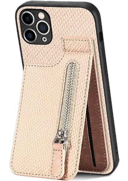 IPhone 11 Için Kılıf Pro Max Standı Crad Yuvası Fermuar Cüzdan Manyetik Araç Montaj (Yurt Dışından)