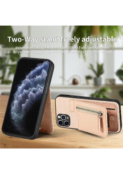 IPhone 11 Için Kılıf Pro Max Standı Crad Yuvası Fermuar Cüzdan Manyetik Araç Montaj (Yurt Dışından)