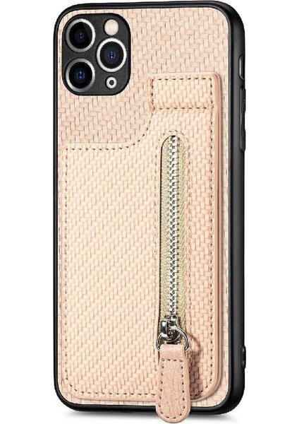 IPhone 11 Için Kılıf Pro Max Standı Crad Yuvası Fermuar Cüzdan Manyetik Araç Montaj (Yurt Dışından)