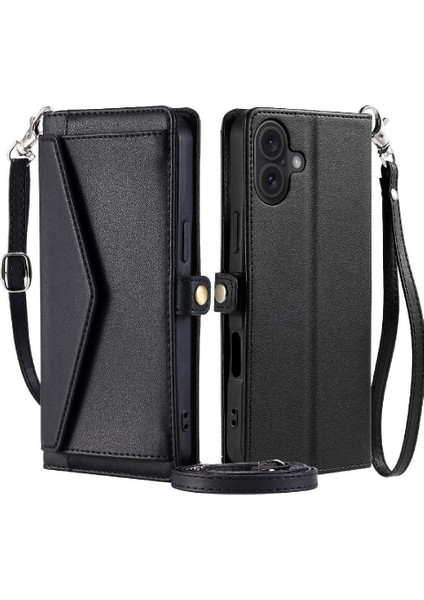 Cüzdan Crossbody Durumda IPhone 16 Için Artı Kart Tutucu Fermuar Faturaları Yuvası Için (Yurt Dışından)