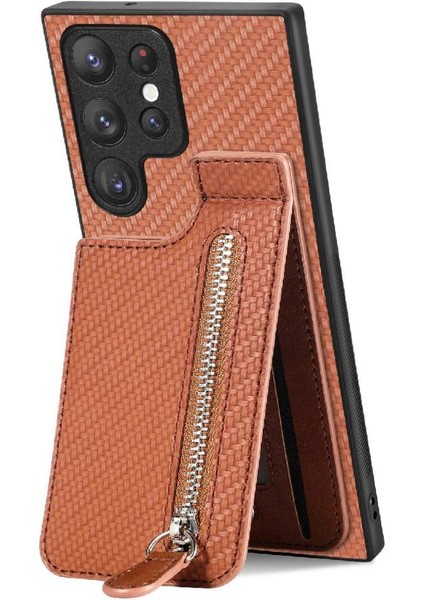 Samsung Galaxy S23 Ultra Fermuar Cüzdan Standı Manyetik Araç Montaj (Yurt Dışından)