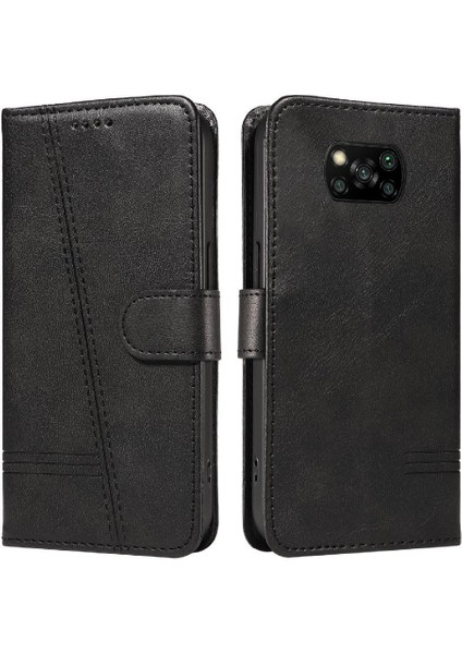Xiaomi Poco X3 Nfc Için Kredi Kartı Yuvası ile Ayrılabilir Siyah Pu (Yurt Dışından)