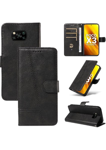 Xiaomi Poco X3 Nfc Için Kredi Kartı Yuvası ile Ayrılabilir Siyah Pu (Yurt Dışından)