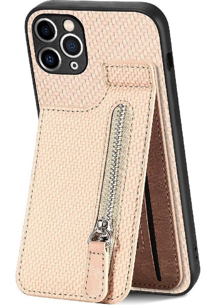 IPhone 11 Için Kılıf Pro Cüzdan Crad Yuvası Standı Fermuar Manyetik Araç Montaj (Yurt Dışından)