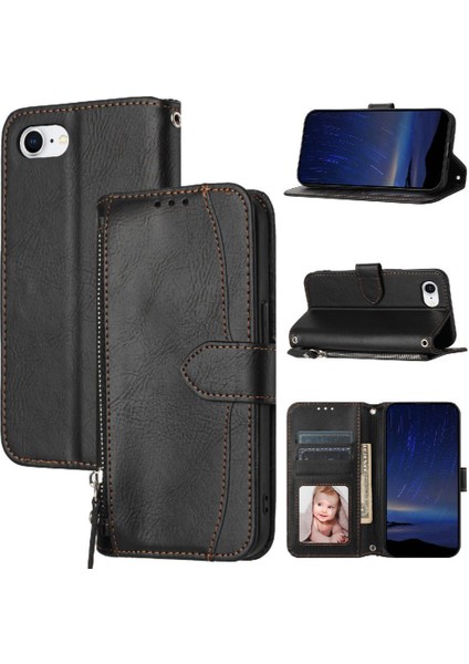 IPhone IPhone Se 2024 Anti Scratch Manyetik Kapatma Pu Kart Için Flip Case (Yurt Dışından)