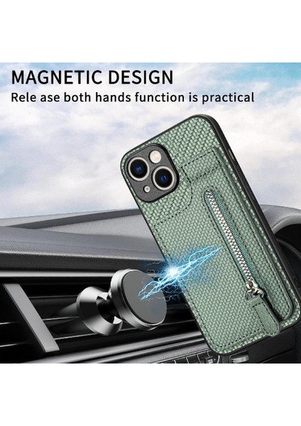 IPhone 15 Artı Crad Yuvası Manyetik Araç Montaj Cüzdan Standı Fermuar (Yurt Dışından) fırsatları